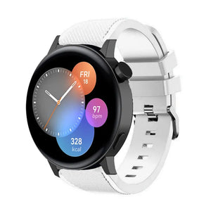 Twill Silicone Strap, white, on a watch, 3/4 front view