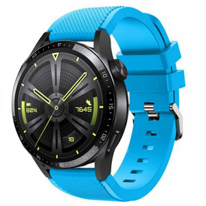 Twill Silicone Strap, light blue, on a watch, 3/4 front view