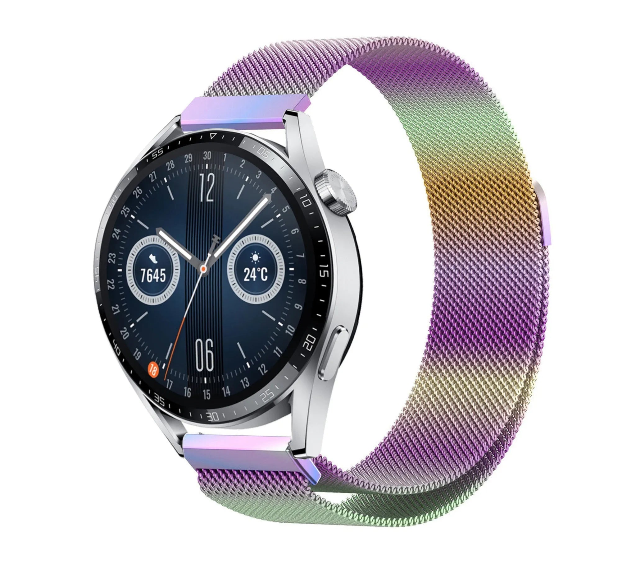 Milanese Strap, on a watch, 3/4 front view