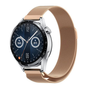 Milanese Strap, rose gold, on a watch, 3/4 front view