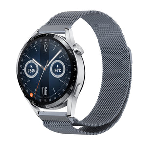 Milanese Strap, space grey, on a watch, 3/4 front view