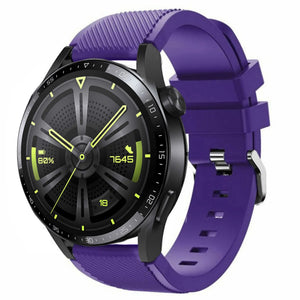 Twill Silicone Strap, purple, on a watch, 3/4 front view