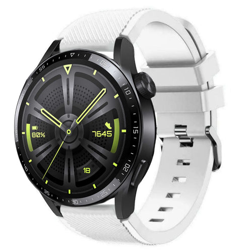 Twill Silicone Strap, white, on a watch, 3/4 front view