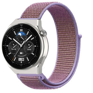 Nylon Strap, lilac, on a watch, 3/4 front view