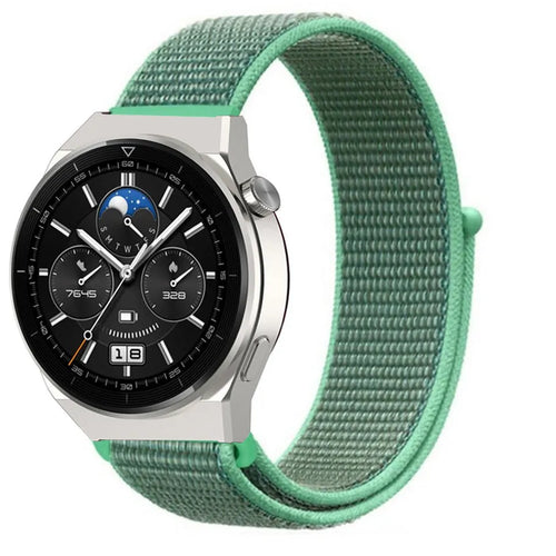 Nylon Strap, mint, on a watch, 3/4 front view