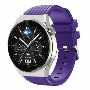 Twill Silicone Strap, purple, on a watch, 3/4 front view