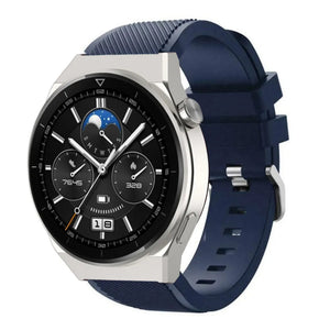Twill Silicone Strap, dark blue, on a watch, 3/4 front view
