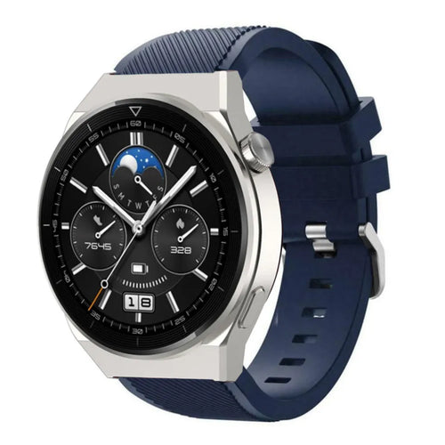 Twill Silicone Strap, dark blue, on a watch, 3/4 front view
