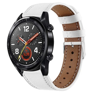 Modern Leather Strap, white, on a watch, 3/4 front view