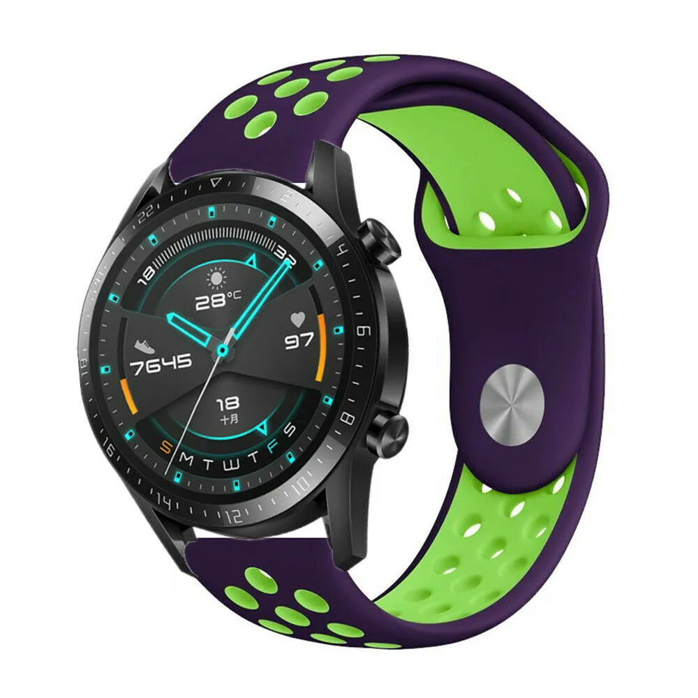 Silicone Sport Strap, on a watch, 3/4 front view