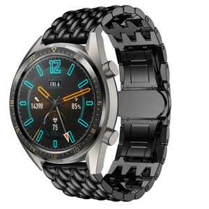 Steel Dragon Strap, black, on a watch, 3/4 front view