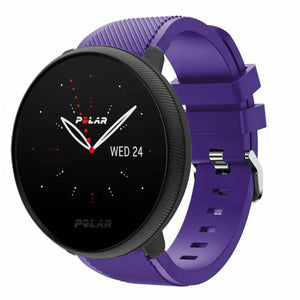 Twill Silicone Strap, purple, on a watch, 3/4 front view