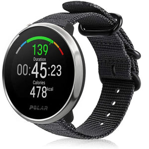 Nylon Buckle Strap, black, on a watch, 3/4 front view