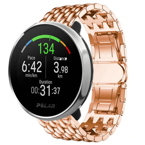 Steel Dragon Strap, rose gold, on a watch, 3/4 front view