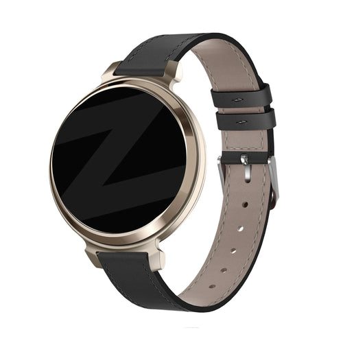 Leather Strap 'Deluxe', black, on a watch, 3/4 front view