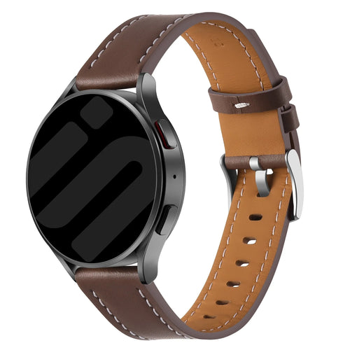 Amazfit Bip U (Pro) 'One Push' Leather Strap (Dark Brown)