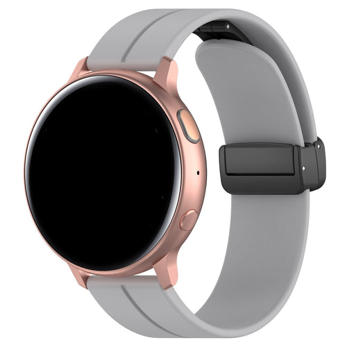D-Buckle Silicone Strap, light grey, on a watch, 3/4 front view