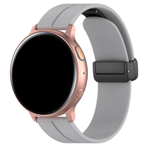 D-Buckle Silicone Strap, light grey, on a watch, 3/4 front view