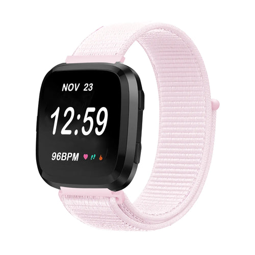 Nylon Strap, light pink, on a watch, 3/4 front view
