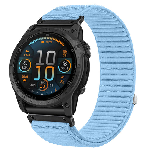 Garmin Fenix 9 - 43mm Wave Nylonarmband (Hellblau)