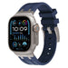 Apple Watch Ultra Luxus Liquid Silikonarmband (Blau mit Titan)