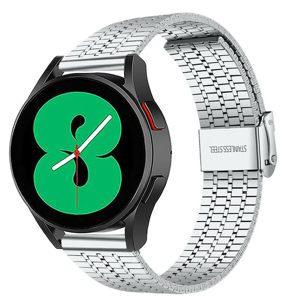 Fine Steel Strap, silver, on a watch, 3/4 front view