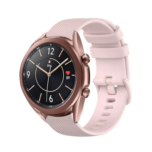 Premium Silicone Strap, pink, on a watch, 3/4 front view