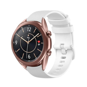 Premium Silicone Strap, white, on a watch, 3/4 front view