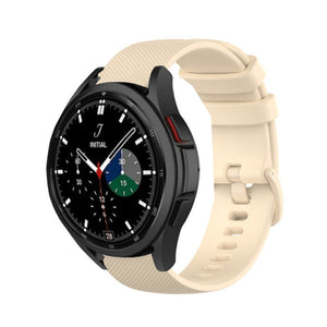 Premium Silicone Strap, beige, on a watch, 3/4 front view