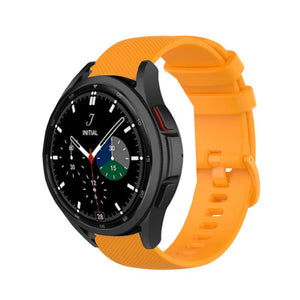 Premium Silicone Strap, orange, on a watch, 3/4 front view