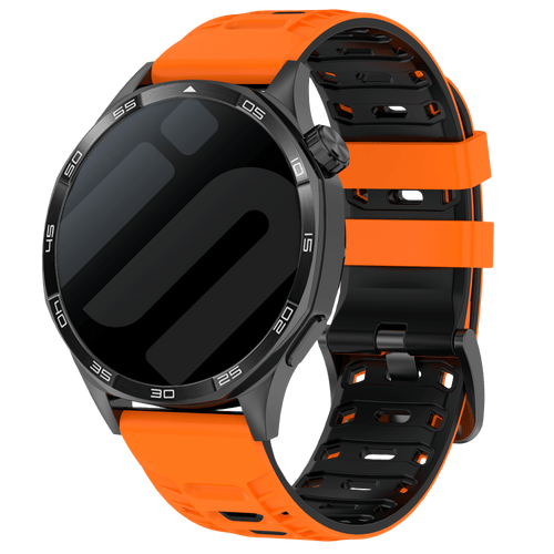 Silicone Mecha Sport Strap, on a watch, 3/4 front view