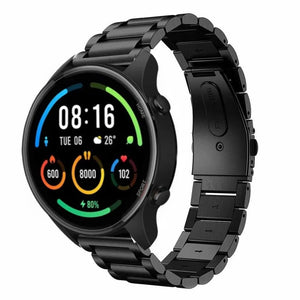 Titanium Strap, black, on a watch, 3/4 front view