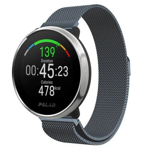 Milanese Strap, space grey, on a watch, 3/4 front view