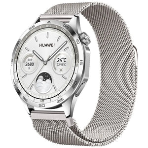 Milanese Strap, starlight, on a watch, 3/4 front view