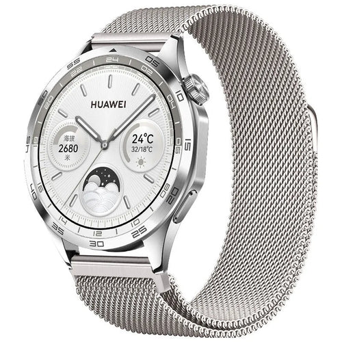 Milanese Strap, starlight, on a watch, 3/4 front view