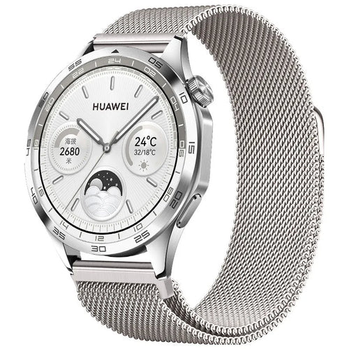 Milanese Strap, starlight, on a watch, 3/4 front view