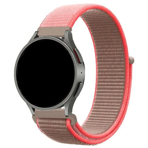 Nylon Strap, neon pink, on a watch, 3/4 front view