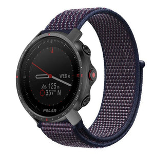 Nylon Strap, indigo, on a watch, 3/4 front view