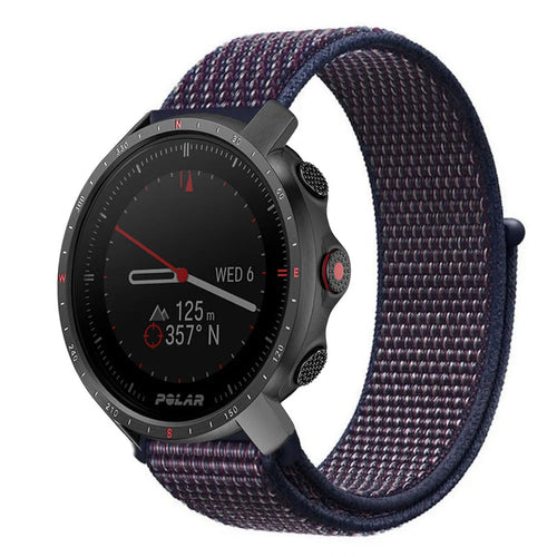 Nylon Strap, indigo, on a watch, 3/4 front view