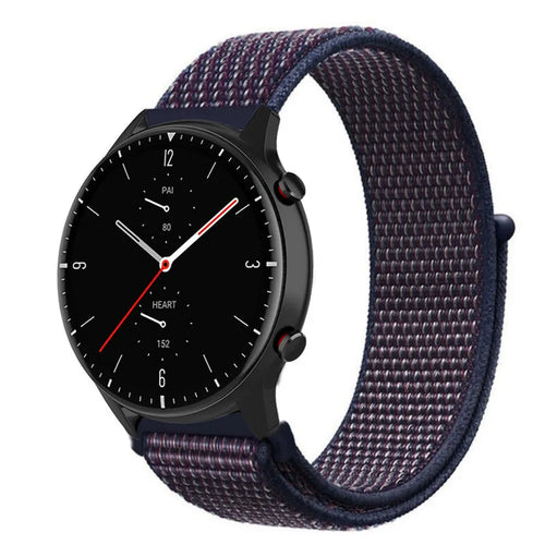 Nylon Strap, indigo, on a watch, 3/4 front view