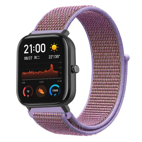 Nylon Strap, purple, on a watch, 3/4 front view