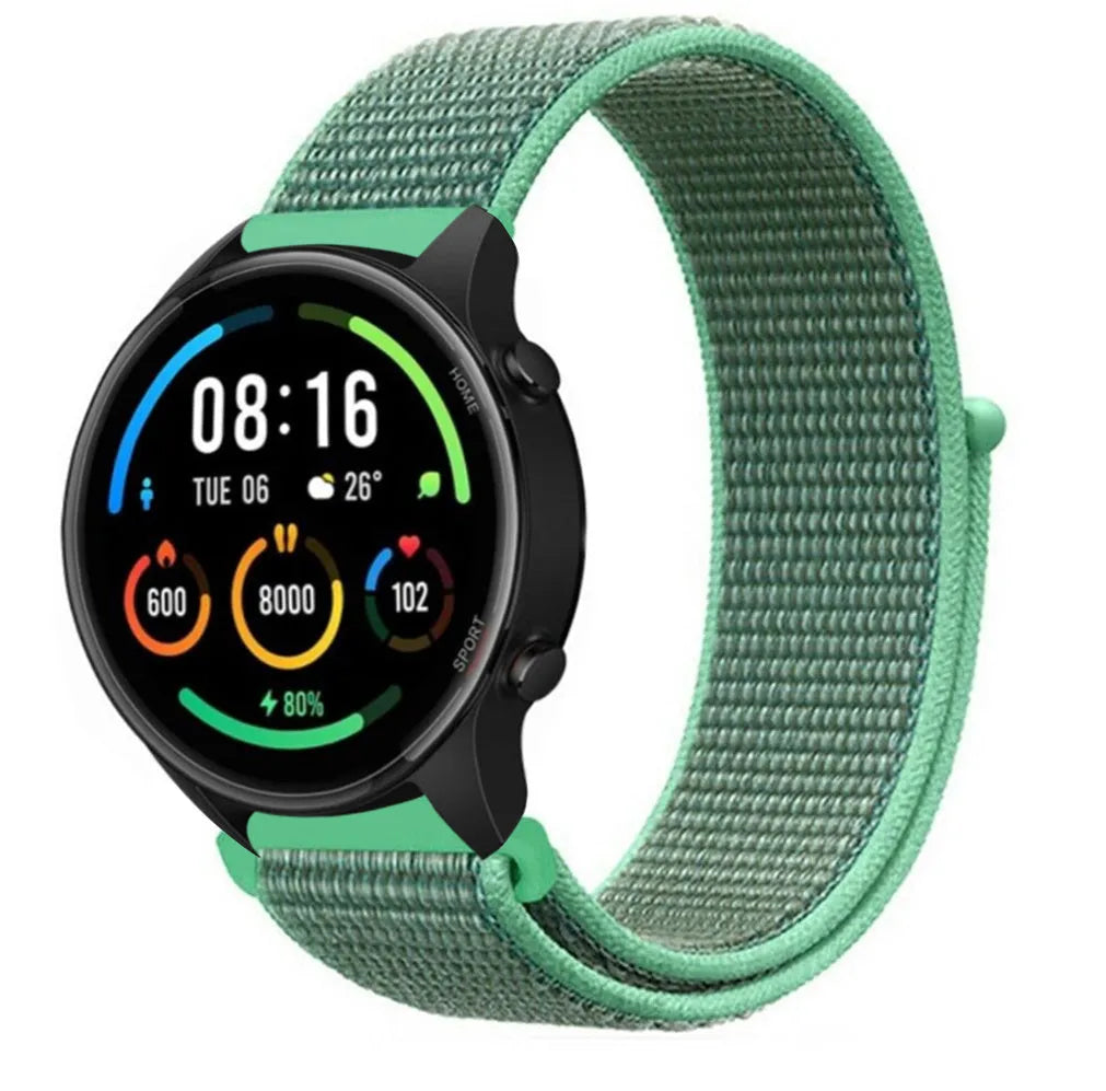 Nylon Strap, mint, on a watch, 3/4 front view