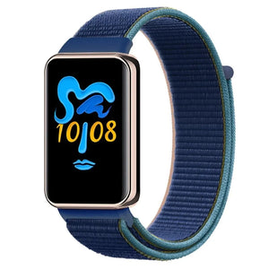 Nylon Strap, dark blue, on a watch, 3/4 front view