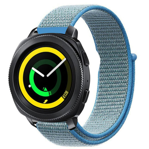 Nylon Strap, blue, on a watch, 3/4 front view