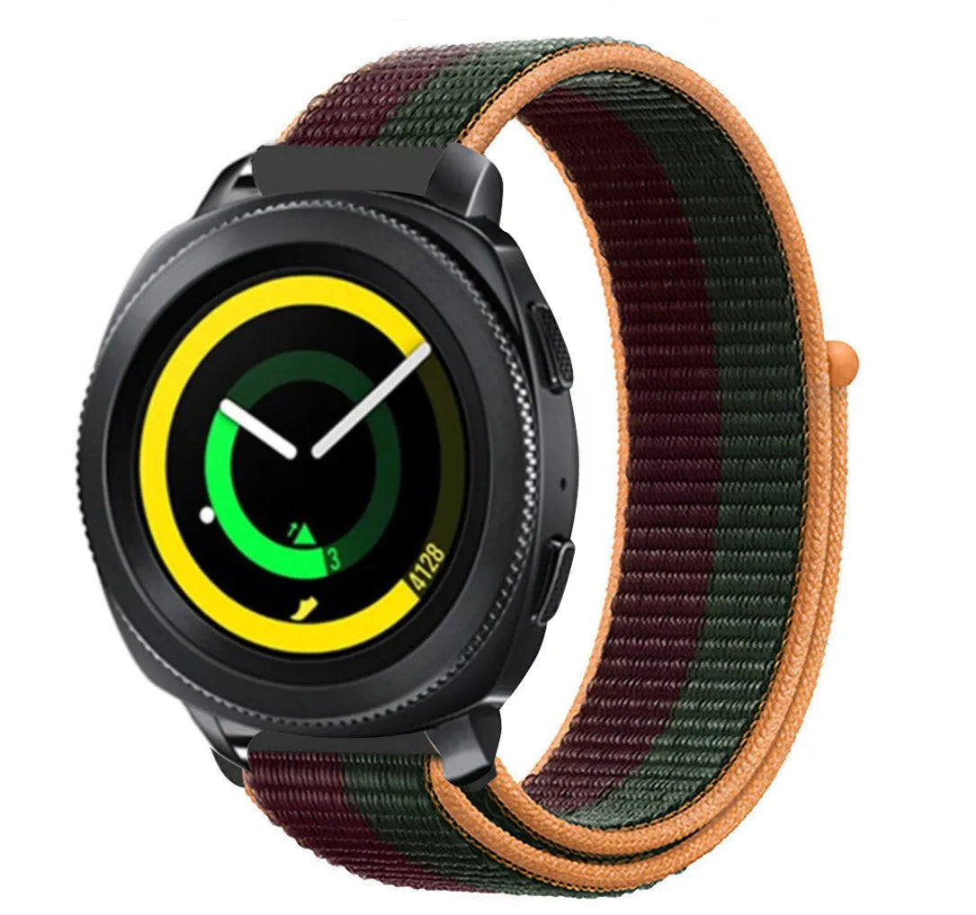 Nylon Strap, dark cherry, on a watch, 3/4 front view