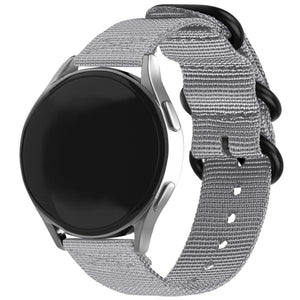 Nylon Buckle Strap, grey, on a watch, 3/4 front view