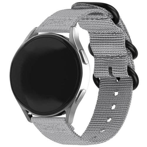 Nylon Buckle Strap, grey, on a watch, 3/4 front view