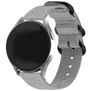 Nylon Buckle Strap, grey, on a watch, 3/4 front view