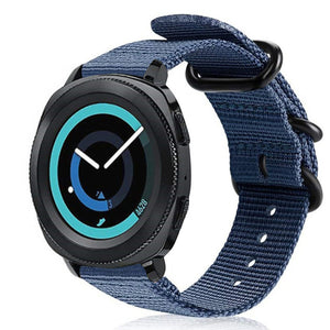 Nylon Buckle Strap, blue, on a watch, 3/4 front view