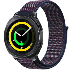 Nylon Strap, indigo blue, on a watch, 3/4 front view